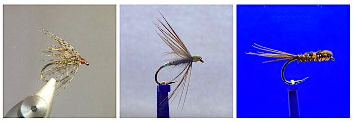 Team of wet flies for large dark olive fishing