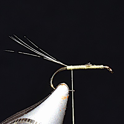 Olive Paradun upright dry fly stage 1