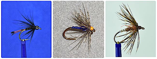 Team of wet flies for sea trout fishing