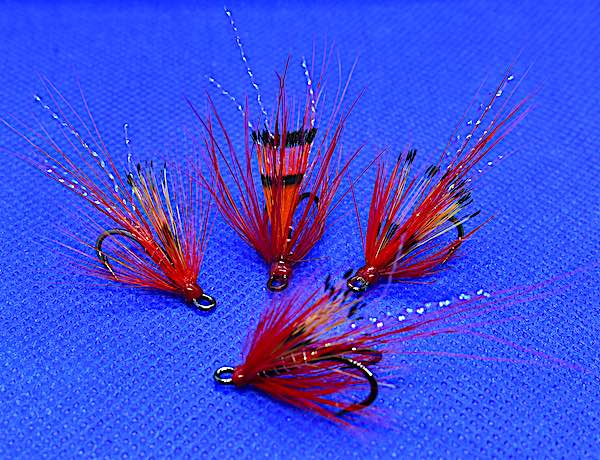 3 V Fly Size 10 Ultimate Red Ally's Shrimp  Double Salmon Flies